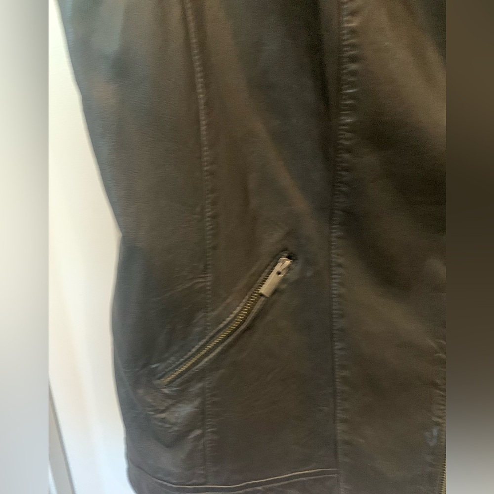 Nordstrom Halogen Black Leather Moto Biker Vest Size L - Picture 7 of 13